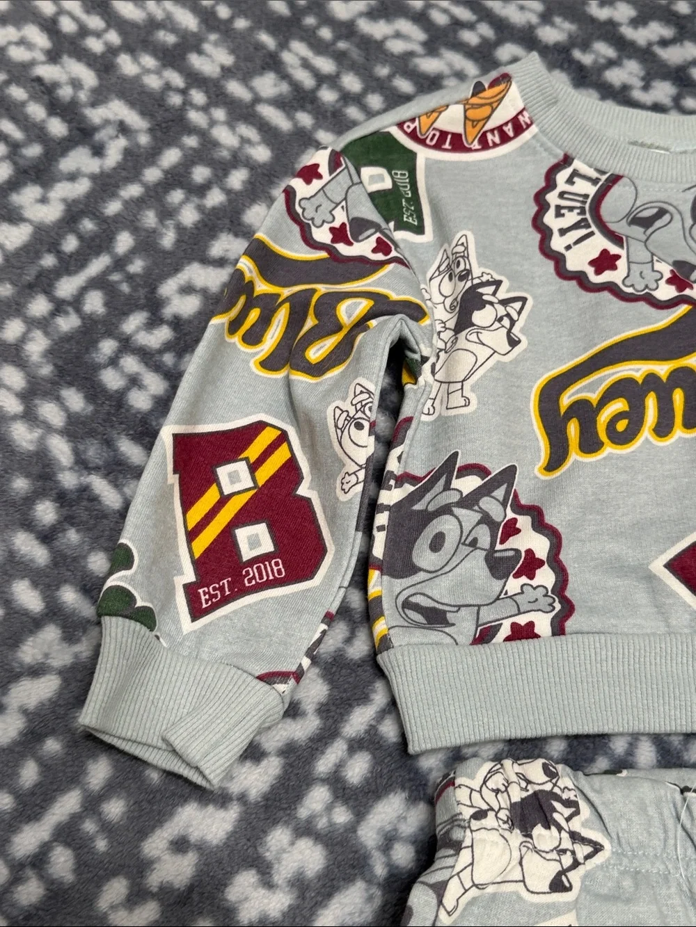 Lucy Gray Kids Pajama Set with Green Yellow Burgundy Accents